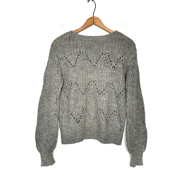 Abercrombie | Gray Blouson Sleeve Alpaca Blend Sweater Size Medium - Picture 3 of 6